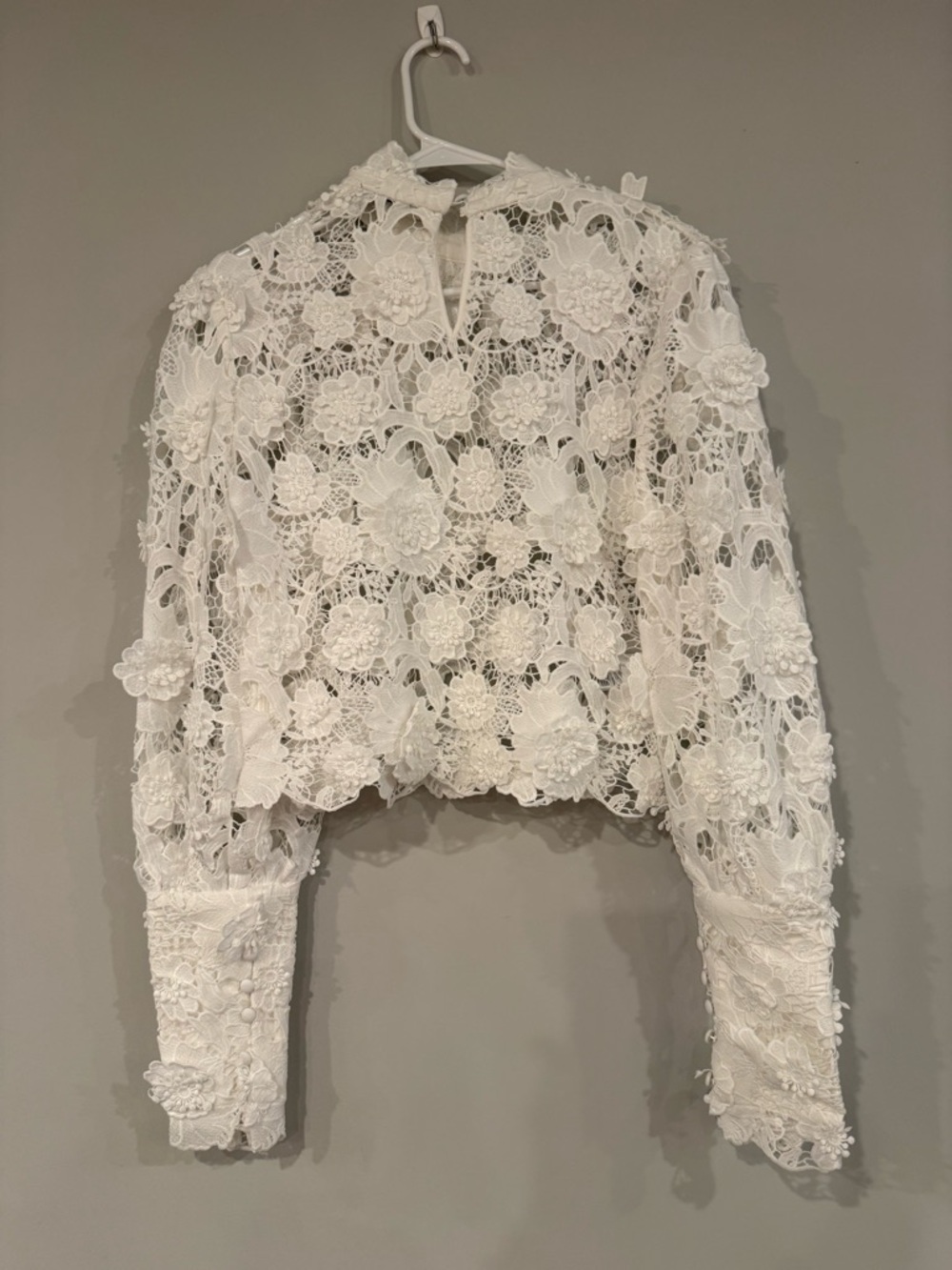 White Lace Floral High-Neck top - Picture 8 of 10